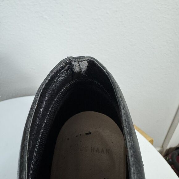 Cole Haan Linea Womens 8 1/2 B Black Leather Lace Up Wedge Ankle Boots Booties - Picture 6 of 7